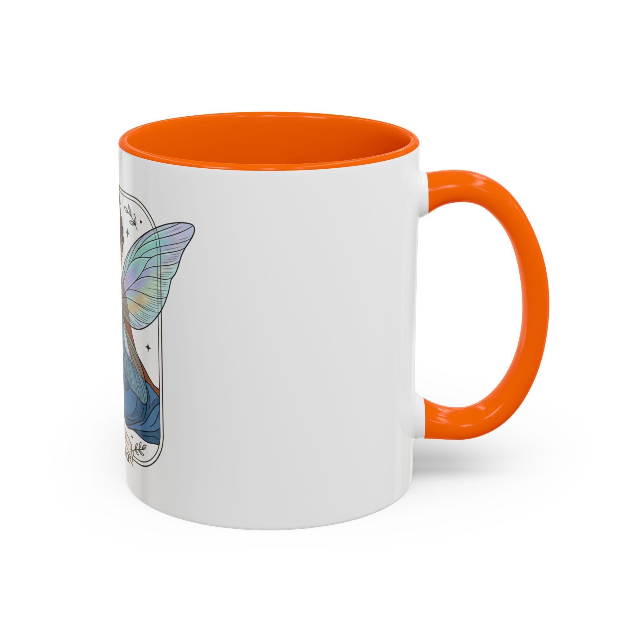 Fairy Embrace Accent Coffee Mug — Aurora Flora Black-Handled 11/15oz