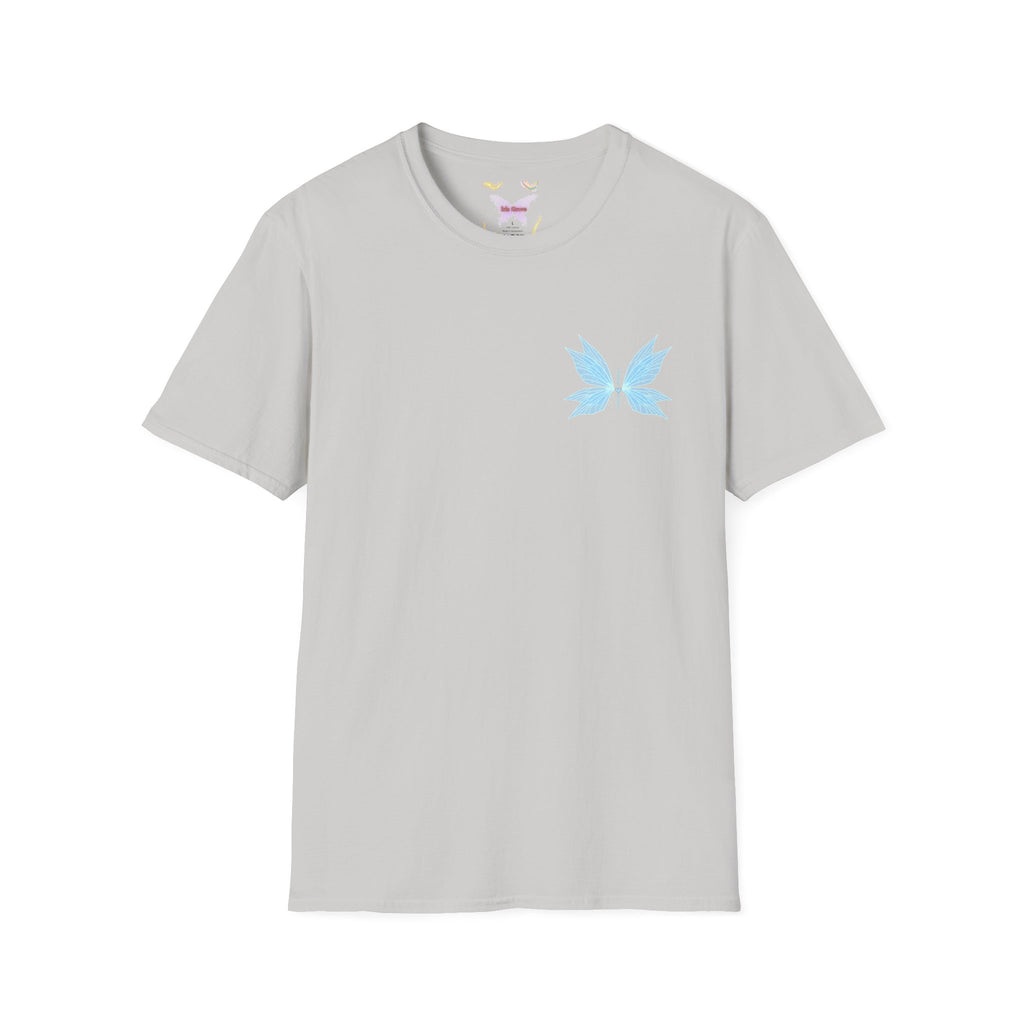 Blue Watercolor Butterfly Tee — Minimal Chest Graphic T-Shirt