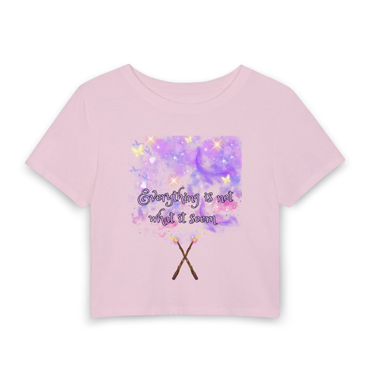 Mystical Pastel Dream Crop Tee — "Everything is not where it seems"