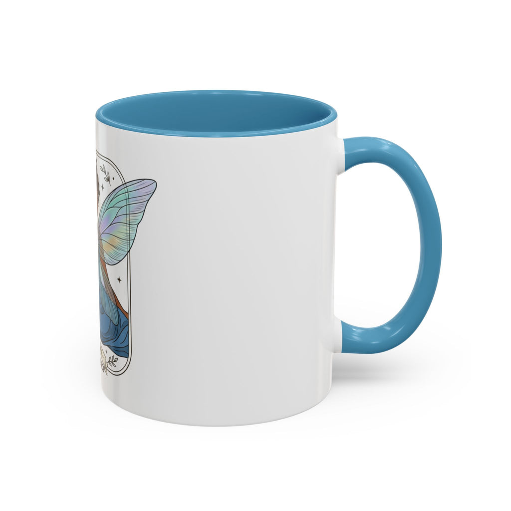 Fairy Embrace Accent Coffee Mug — Aurora Flora Black-Handled 11/15oz