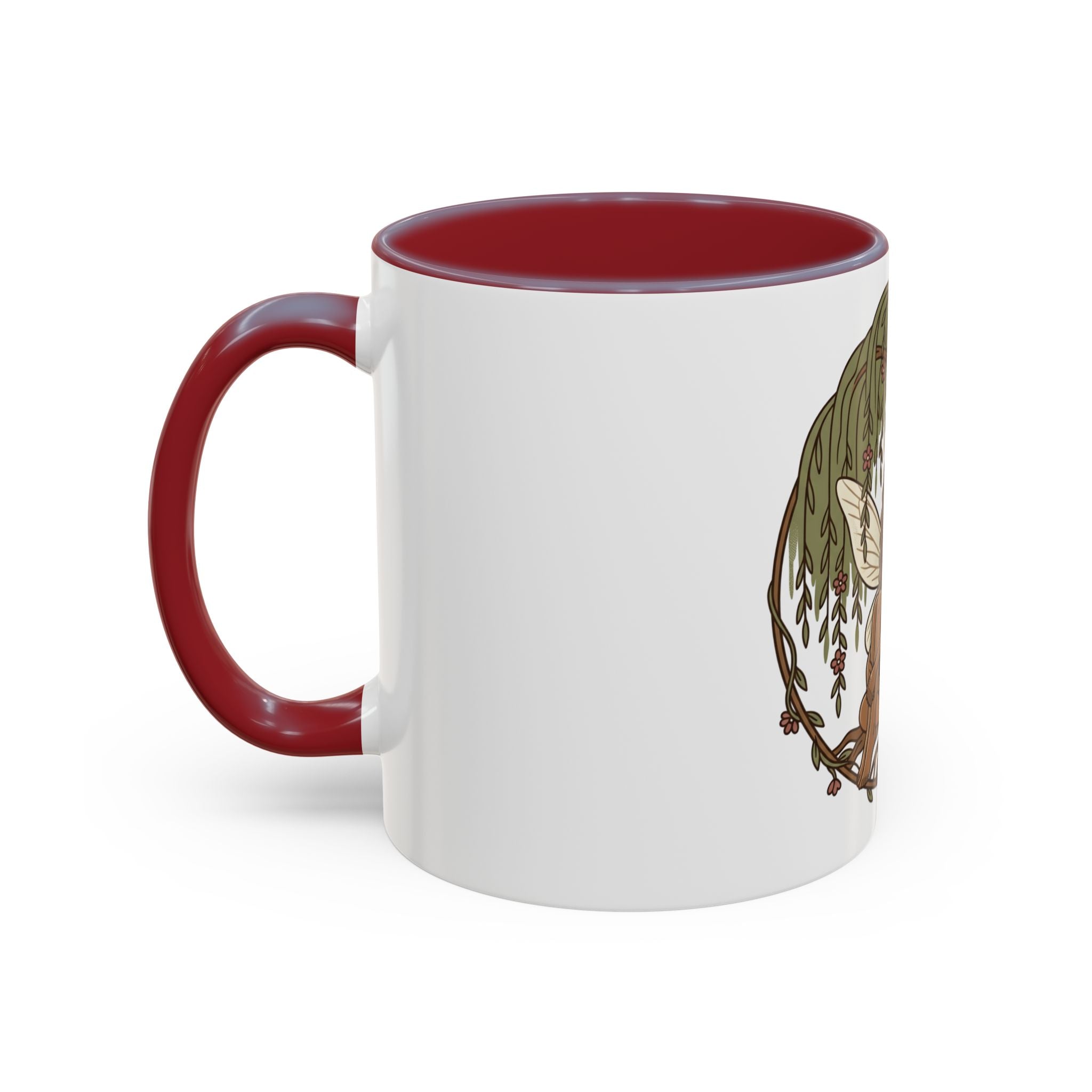 Fairy Willow Coffee Mug — Rustic Brown-Skinned Fairy Illustration (11/15oz)