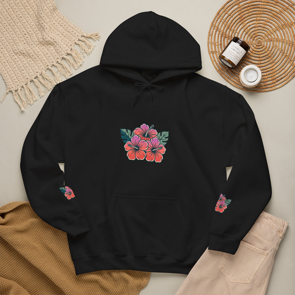 Hibiscus Floral Hoodie — Tropical Flower Graphic Sweatshirt