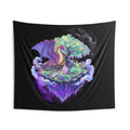 Dragon Floating Island Tapestry — Fantasy Wall Art with Tree & Hatchling