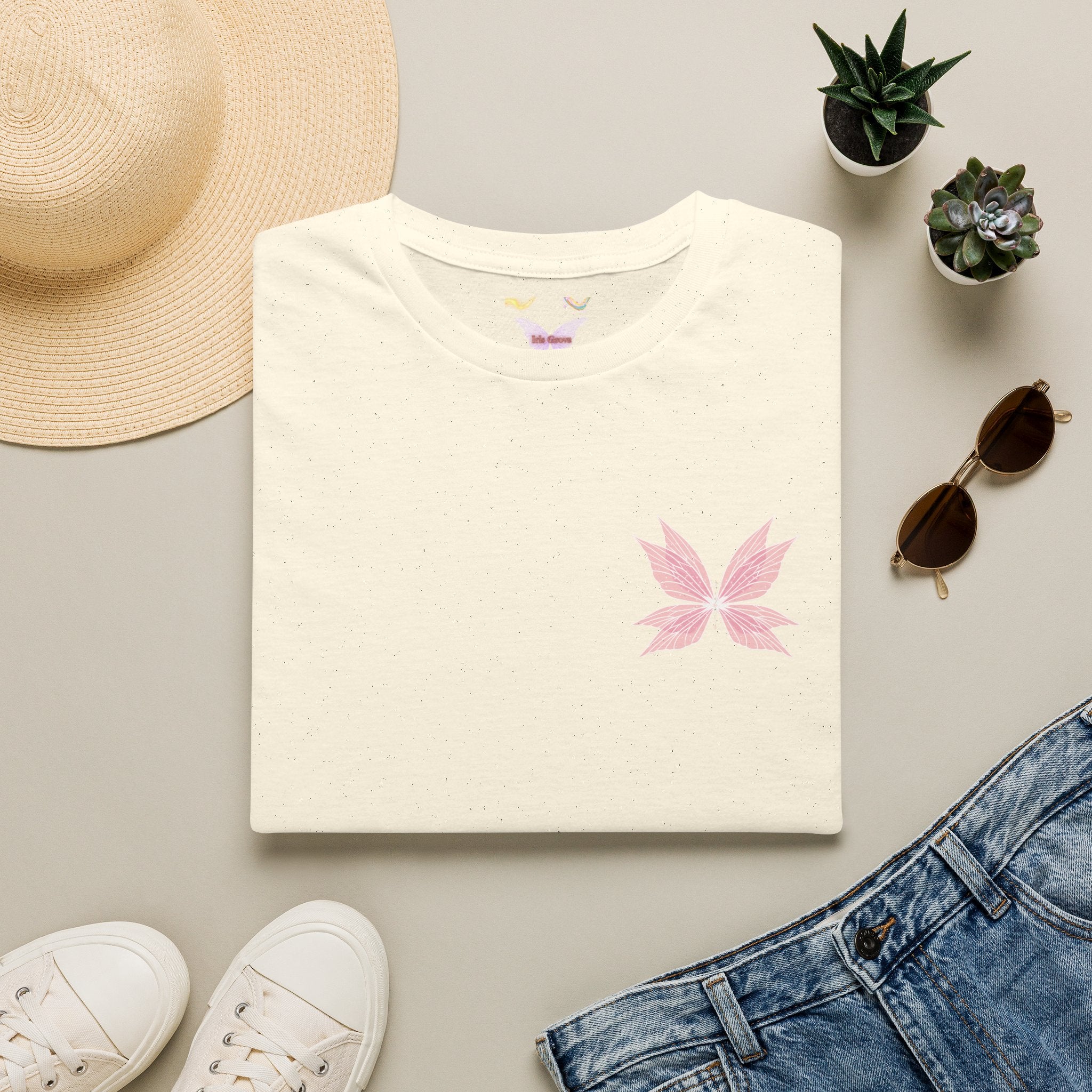 Pink Sakura Leaf Tee — Minimal Floral T-Shirt