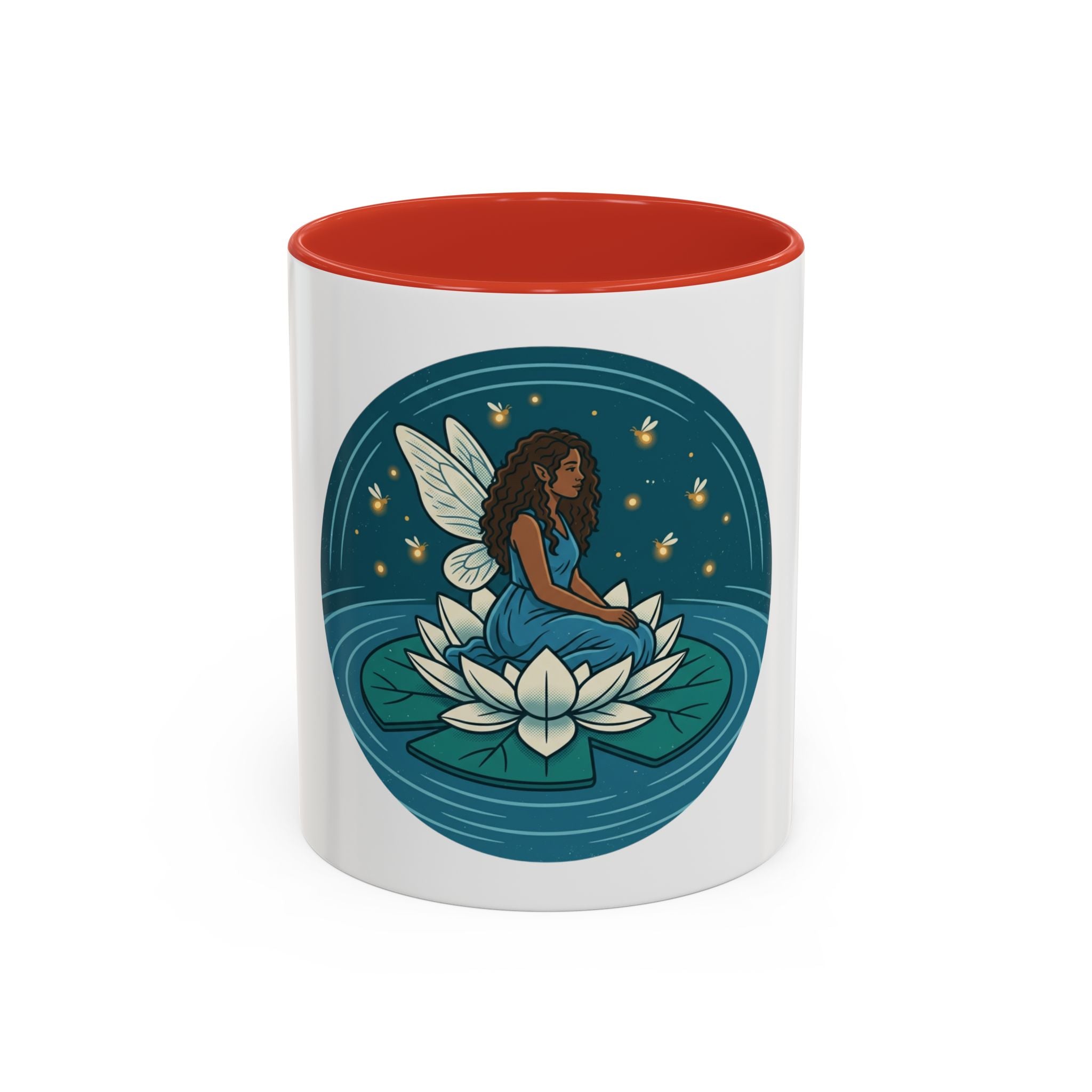 Lotus Fairy Coffee Mug — Whimsical Night Garden Accent Mug
