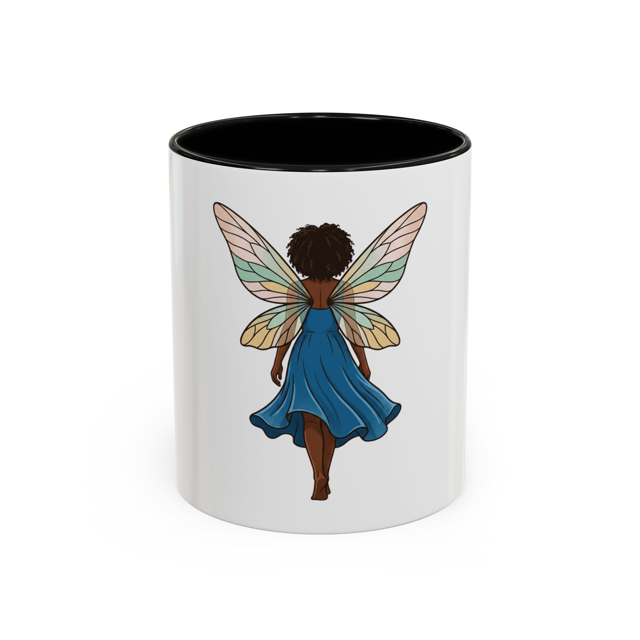 Black Fairy Wings Coffee Mug — Inspirational Magic Mug for Women & Girls