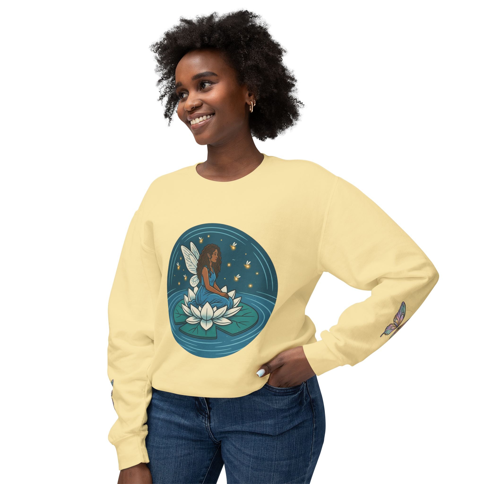 Lotus Fairy Crewneck Sweatshirt – Magical Night Garden Graphic