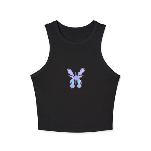 Butterfly Iris Racer Tank — Women's Micro Rib Cropped Tank Top