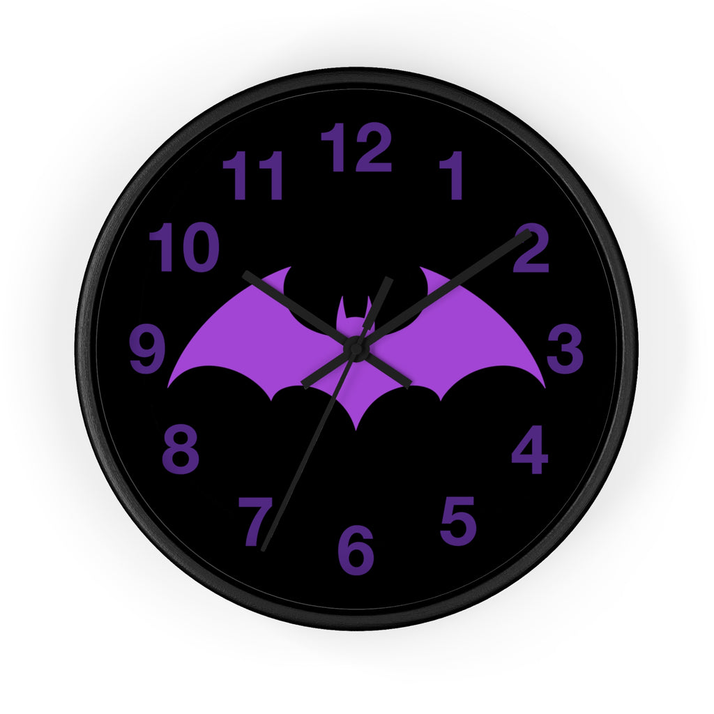 Purple Bat Wall Clock – Gothic Vampire Night Décor