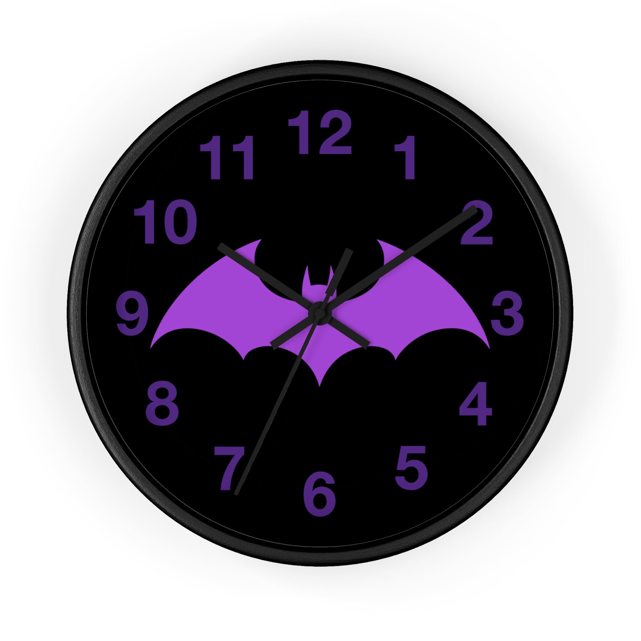Purple Bat Wall Clock – Gothic Vampire Night Décor
