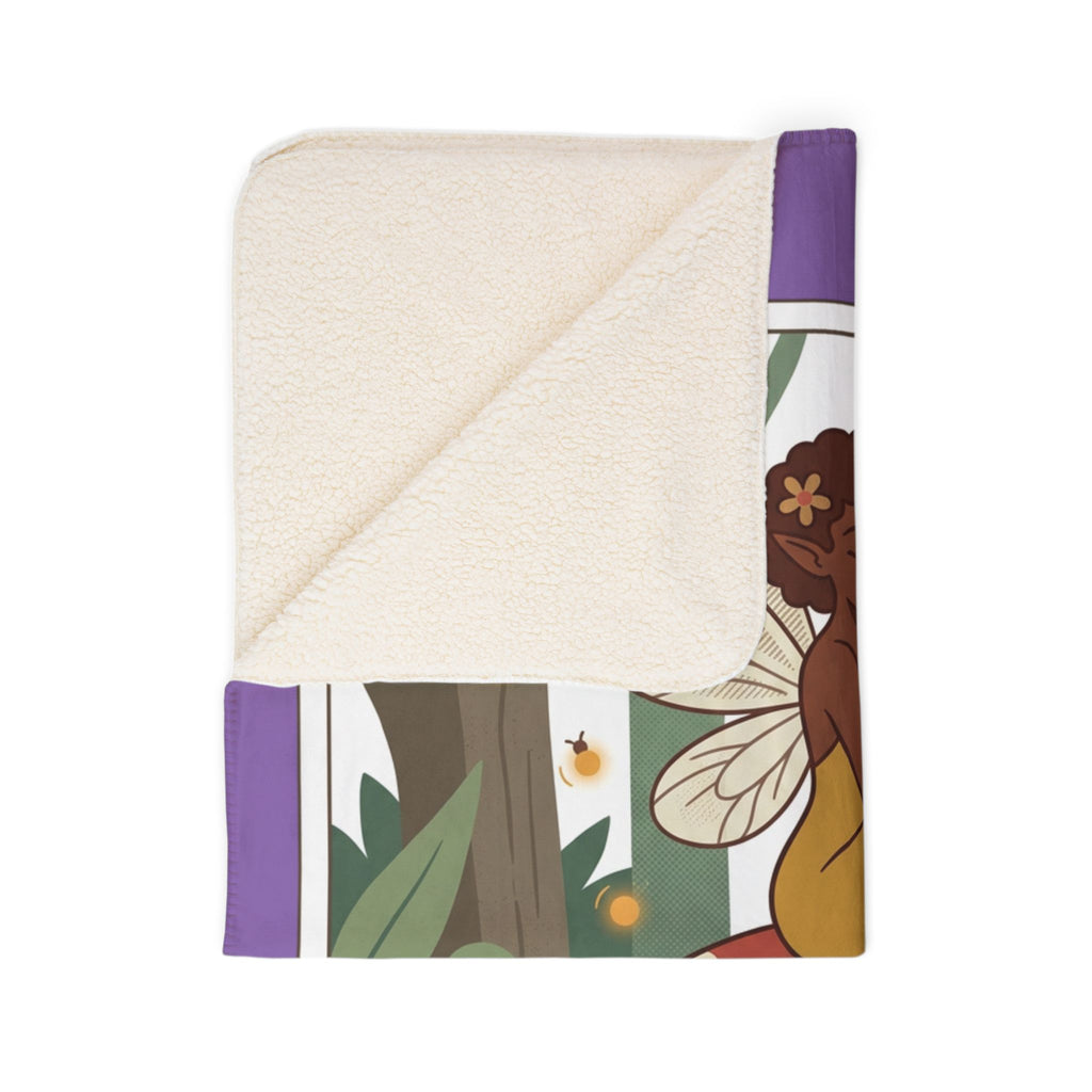 Fairy Mushroom Fleece Sherpa Blanket