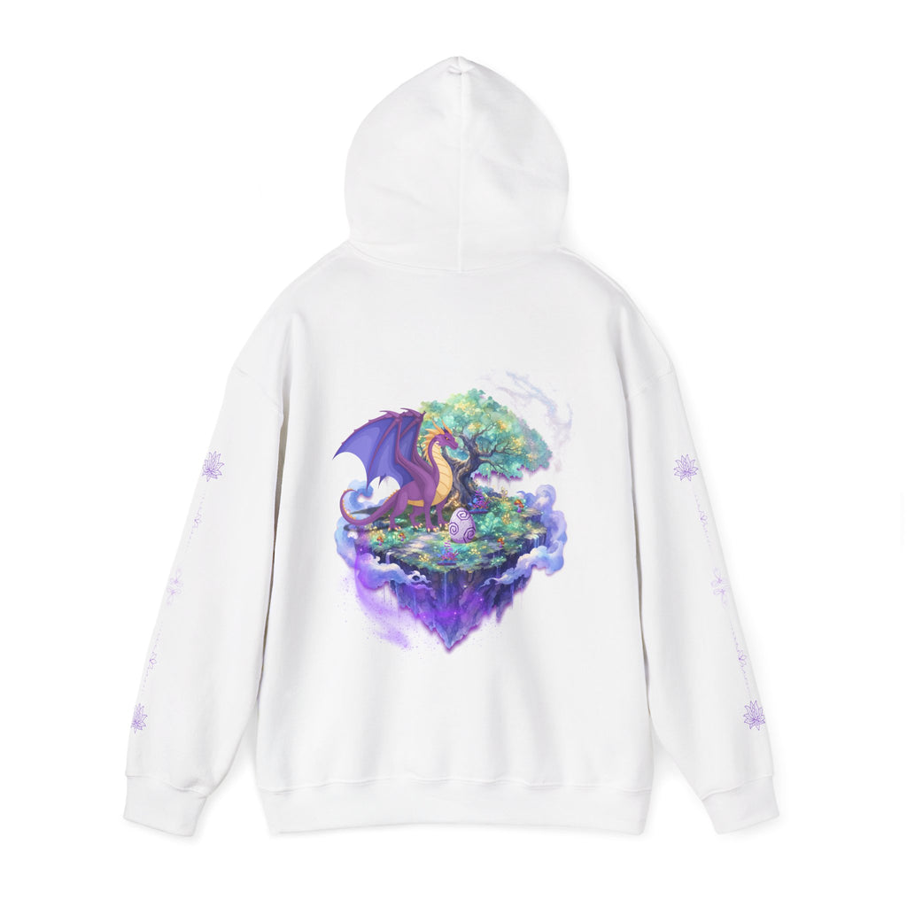Dragon Isle Hoodie — Passion Script Fantasy Hoodie with Floating Island Art