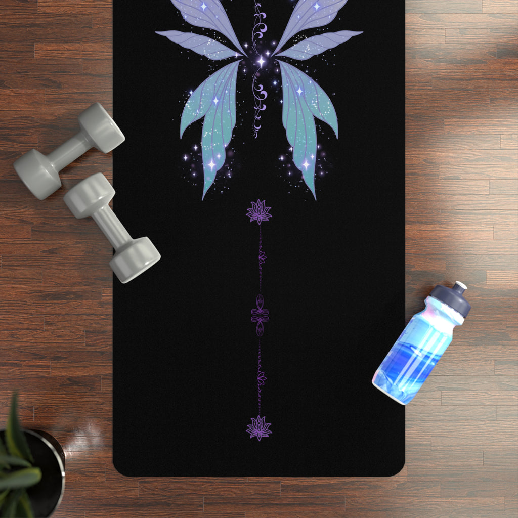 Butterfly Chakra Rubber Yoga Mat — Midnight Purple & Teal Alignment Mat