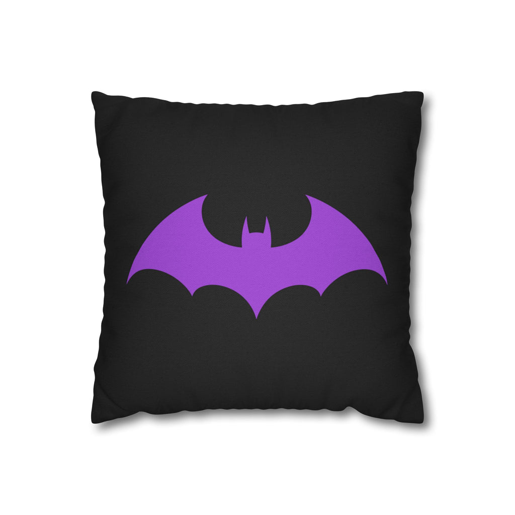 Purple Bat Silhouette Pillowcase — Gothic Decorative Throw Pillow Cover