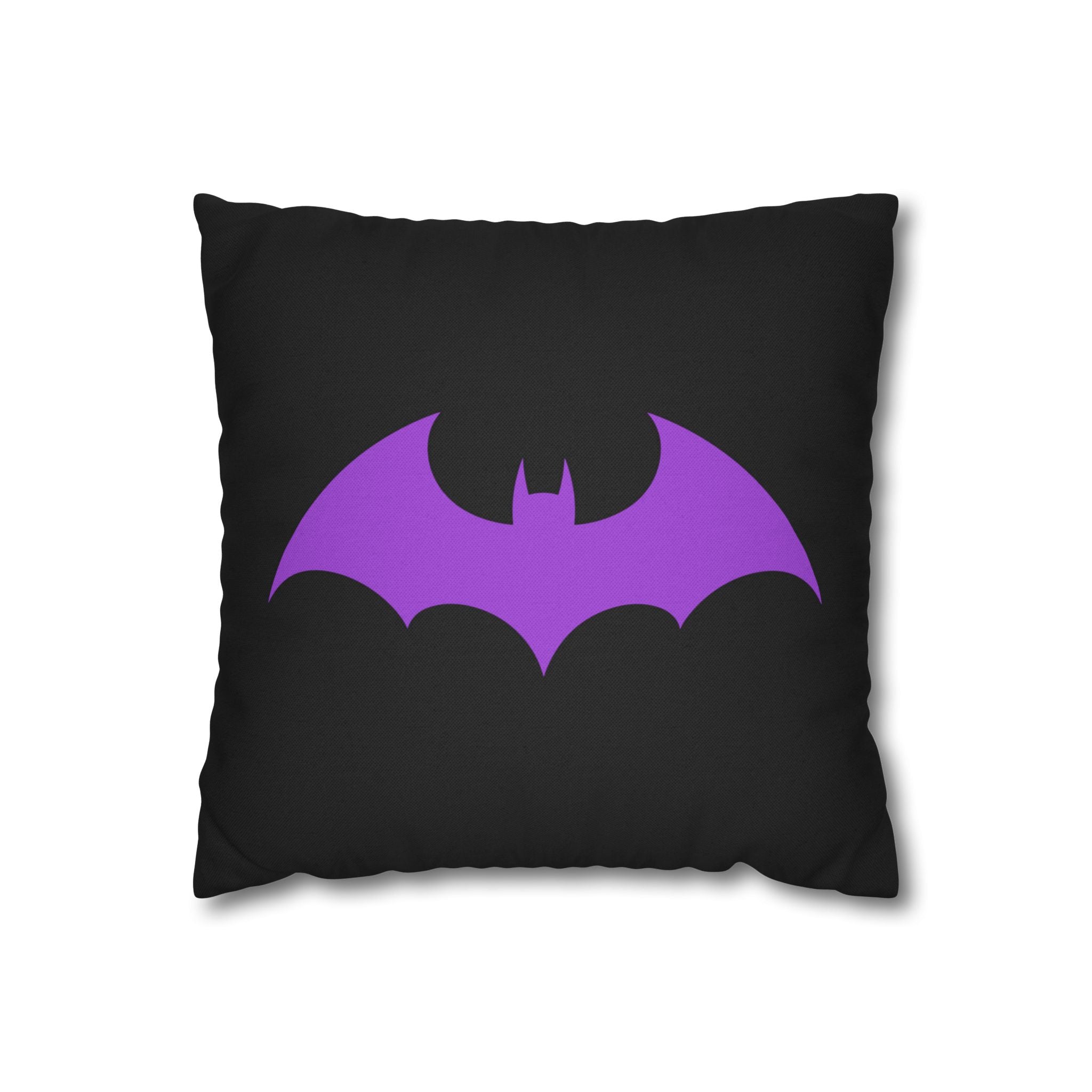 Purple Bat Silhouette Pillowcase — Gothic Decorative Throw Pillow Cover