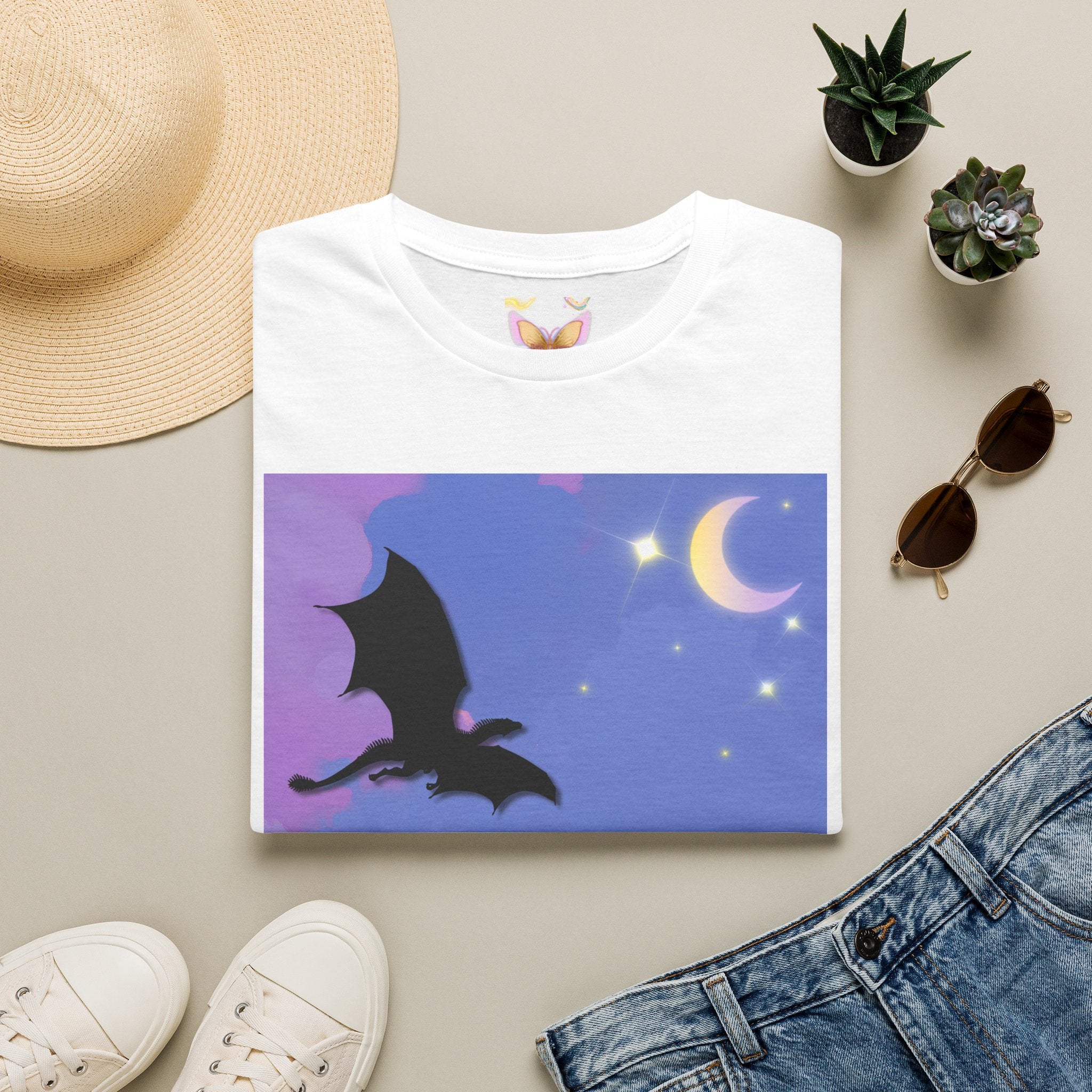 Dragon Silhouette T-Shirt — "A Dragon Without Its Wings..." Inspirational Night Sky Design