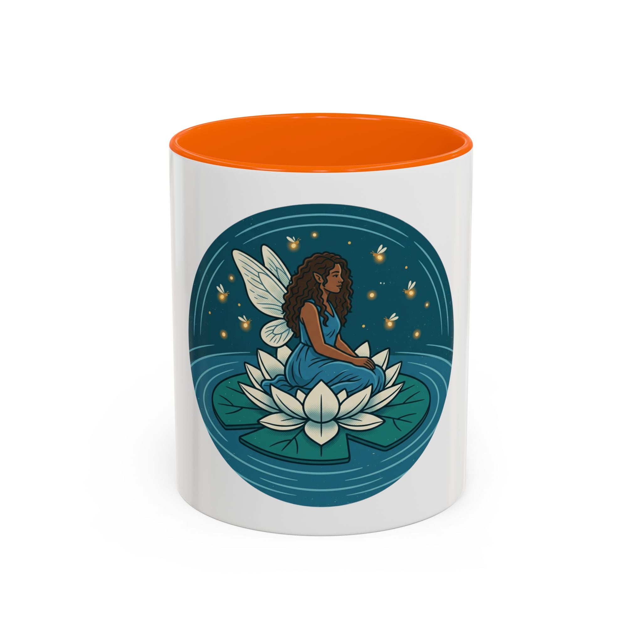 Lotus Fairy Coffee Mug — Whimsical Night Garden Accent Mug