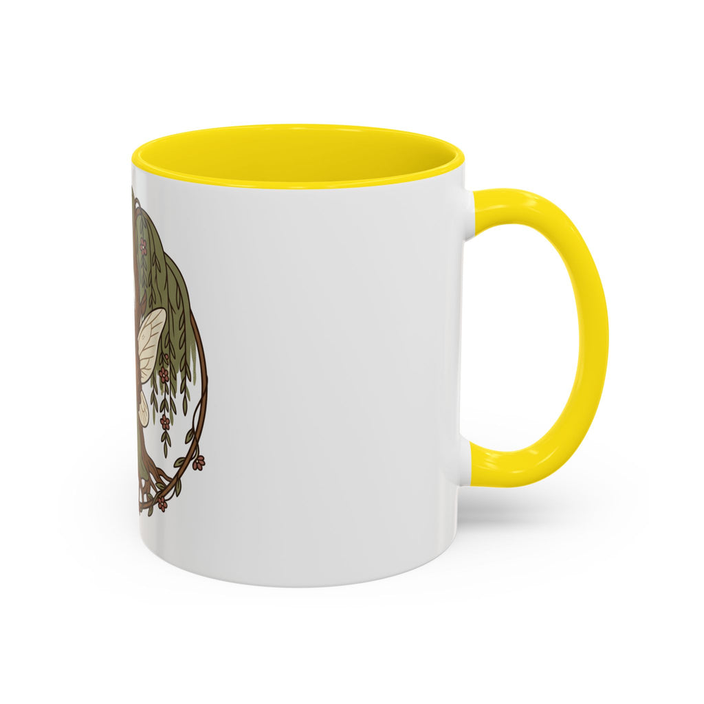 Fairy Willow Coffee Mug — Rustic Brown-Skinned Fairy Illustration (11/15oz)