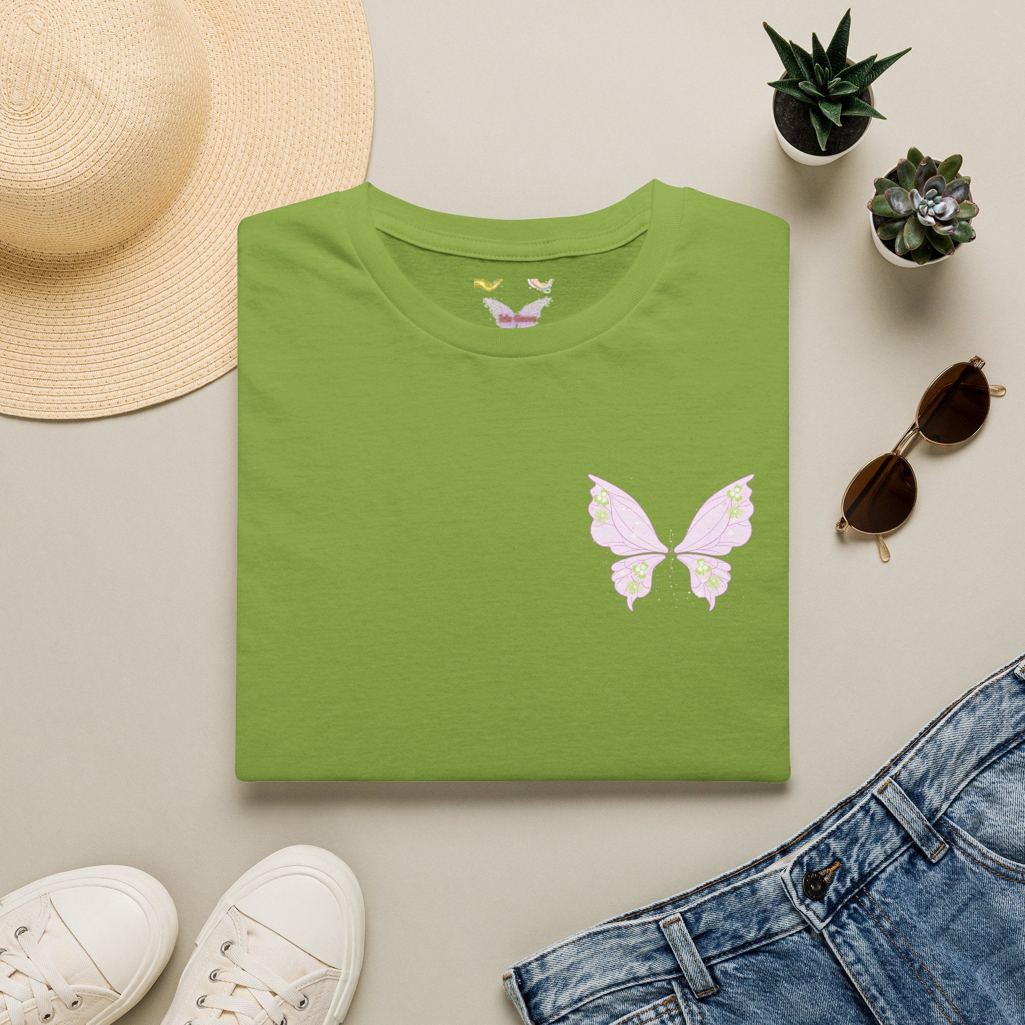 Pastel Butterfly Tee — Soft Pink Minimalist Butterfly T‑Shirt