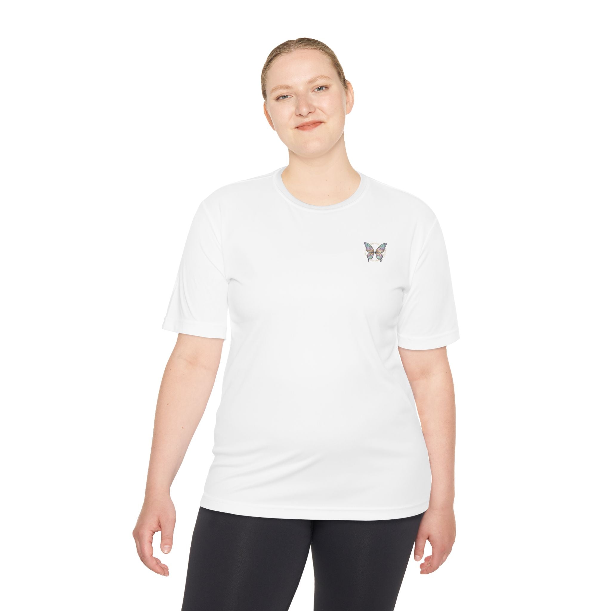 Butterfly Fairy Athletic Tee — 'Plant Embrace' Moisture-Wicking Shirt