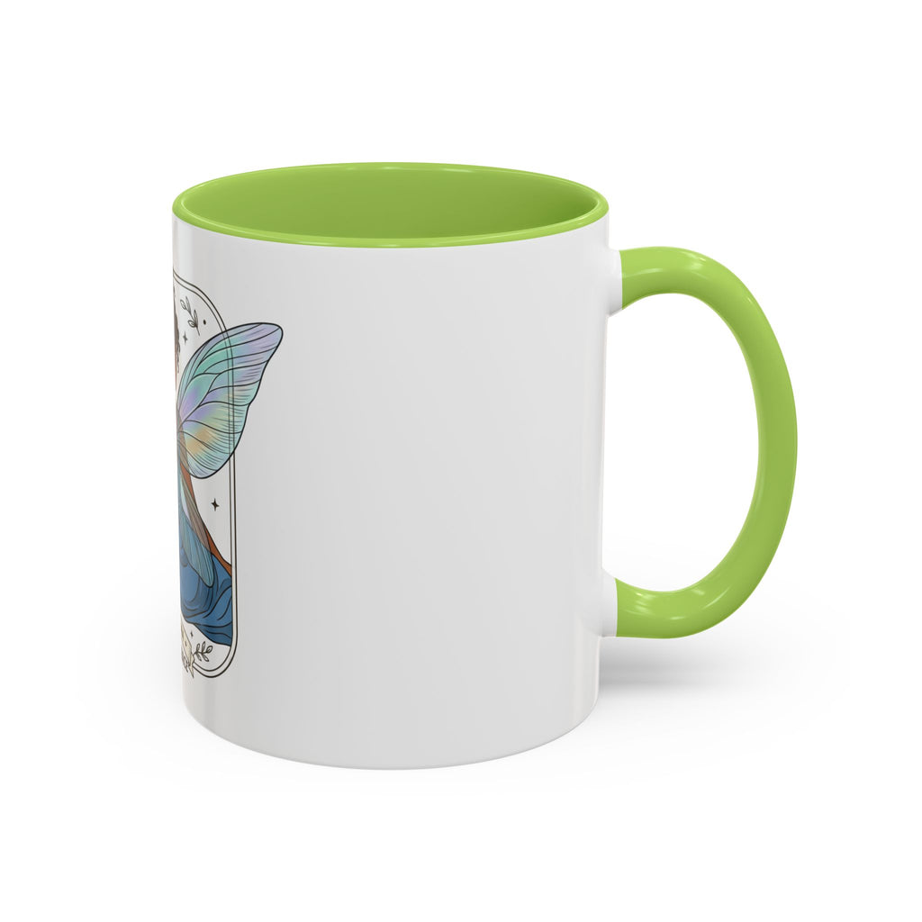Fairy Embrace Accent Coffee Mug — Aurora Flora Black-Handled 11/15oz