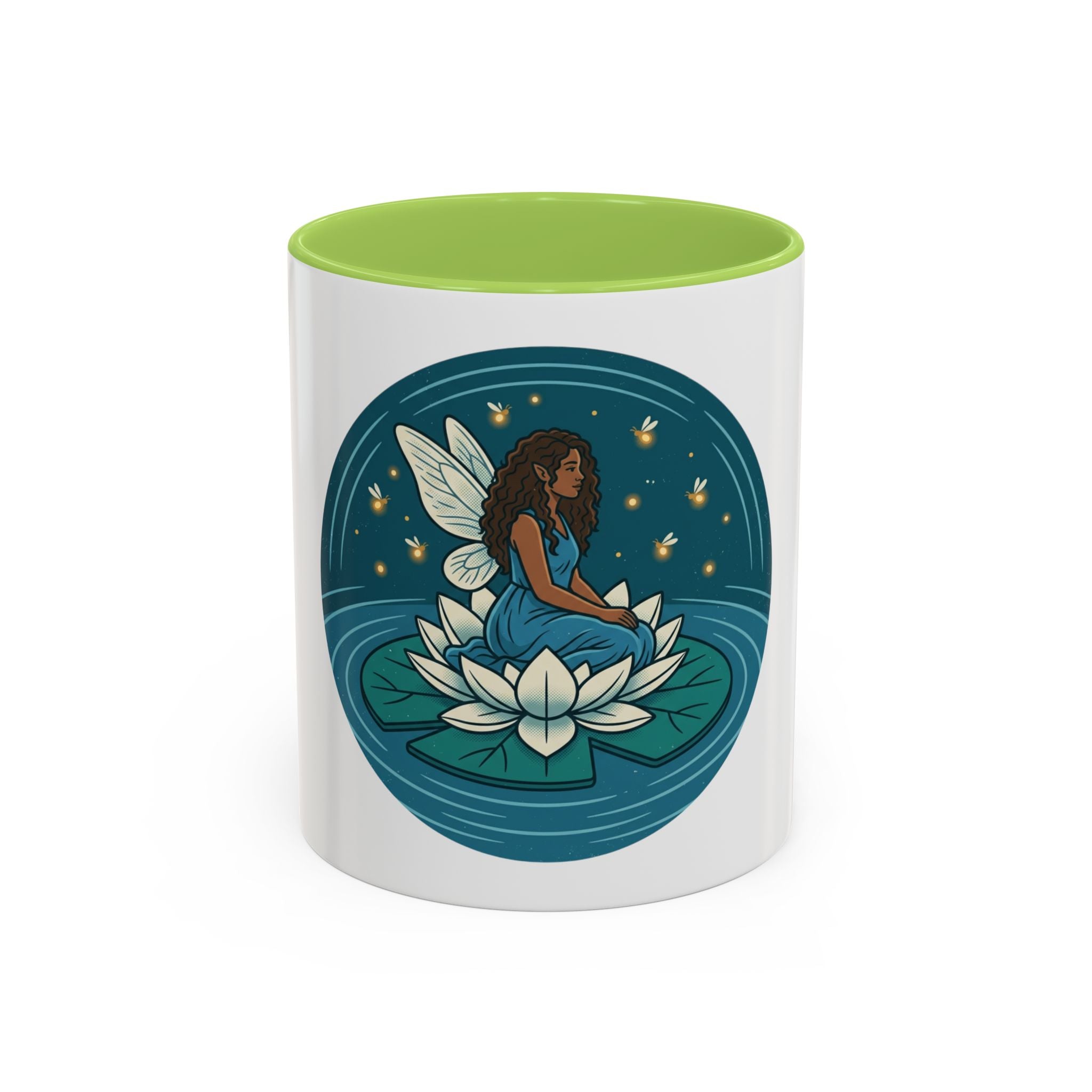 Lotus Fairy Coffee Mug — Whimsical Night Garden Accent Mug
