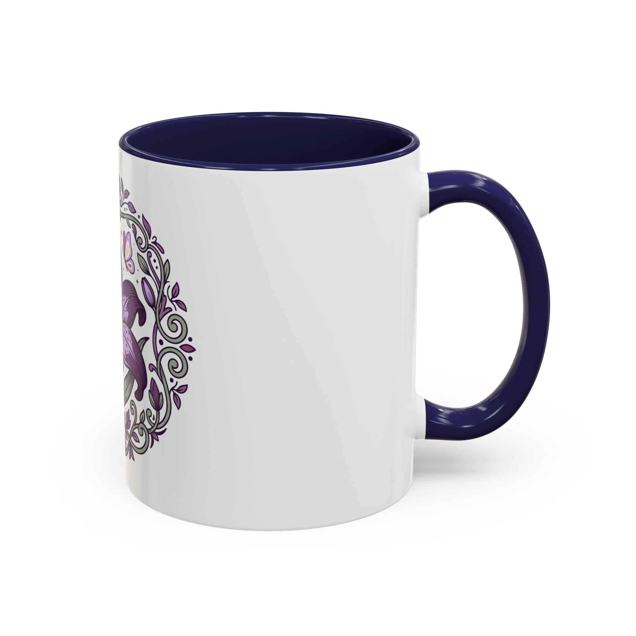 Purple Lily Accent Coffee Mug — Floral Boho Tea & Coffee Cup (11/15oz)