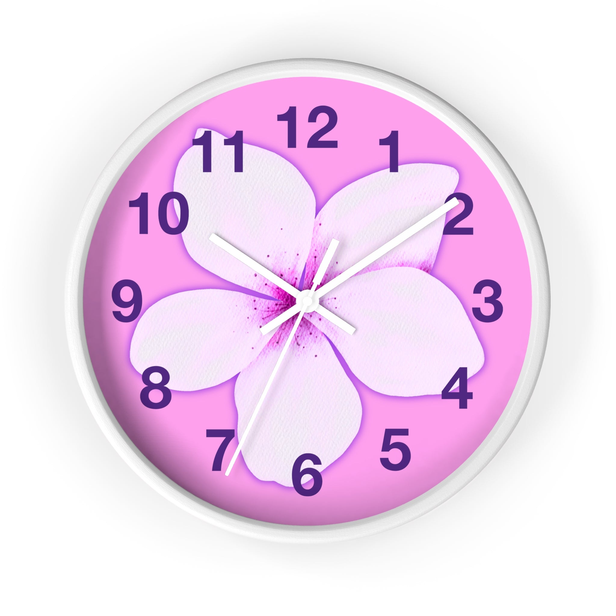 Pink Plumeria Wall Clock — Tropical Floral Decorative Clock