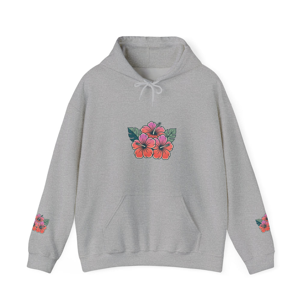 Hibiscus Floral Hoodie — Tropical Flower Graphic Sweatshirt