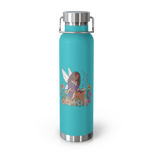 22oz Insulated Water Bottle — Floral Reading Fairy Design