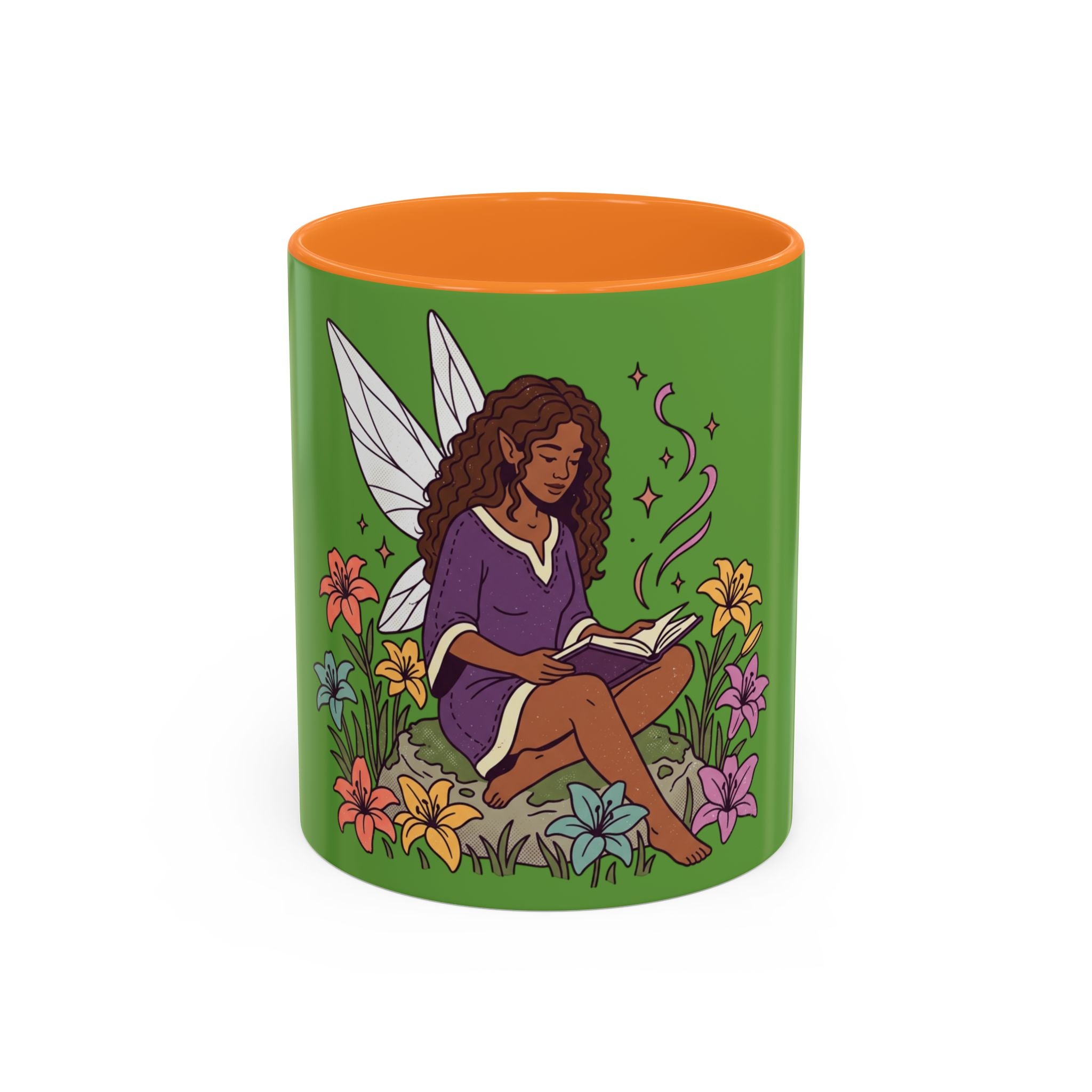 Fairy Reading Mug — Whimsical Floral Coffee Cup (11oz & 15oz)