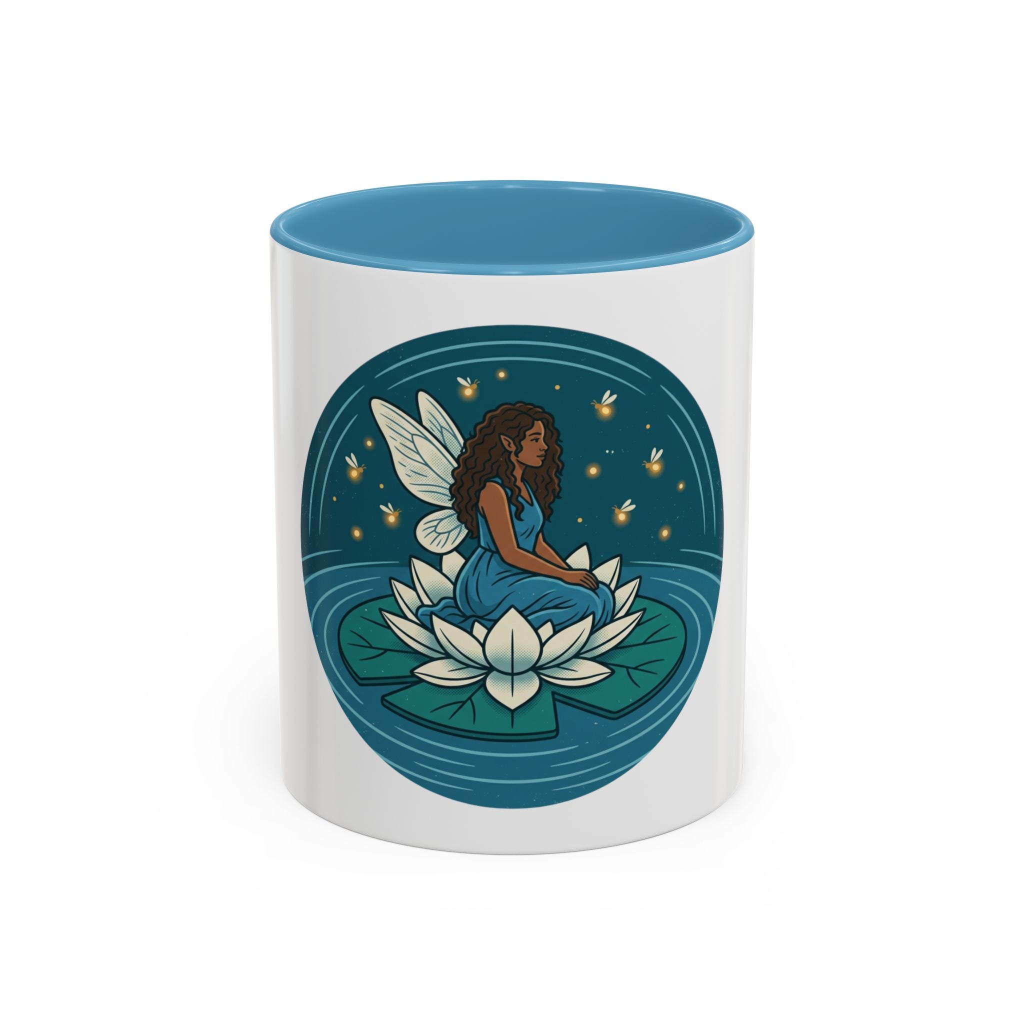 Lotus Fairy Coffee Mug — Whimsical Night Garden Accent Mug