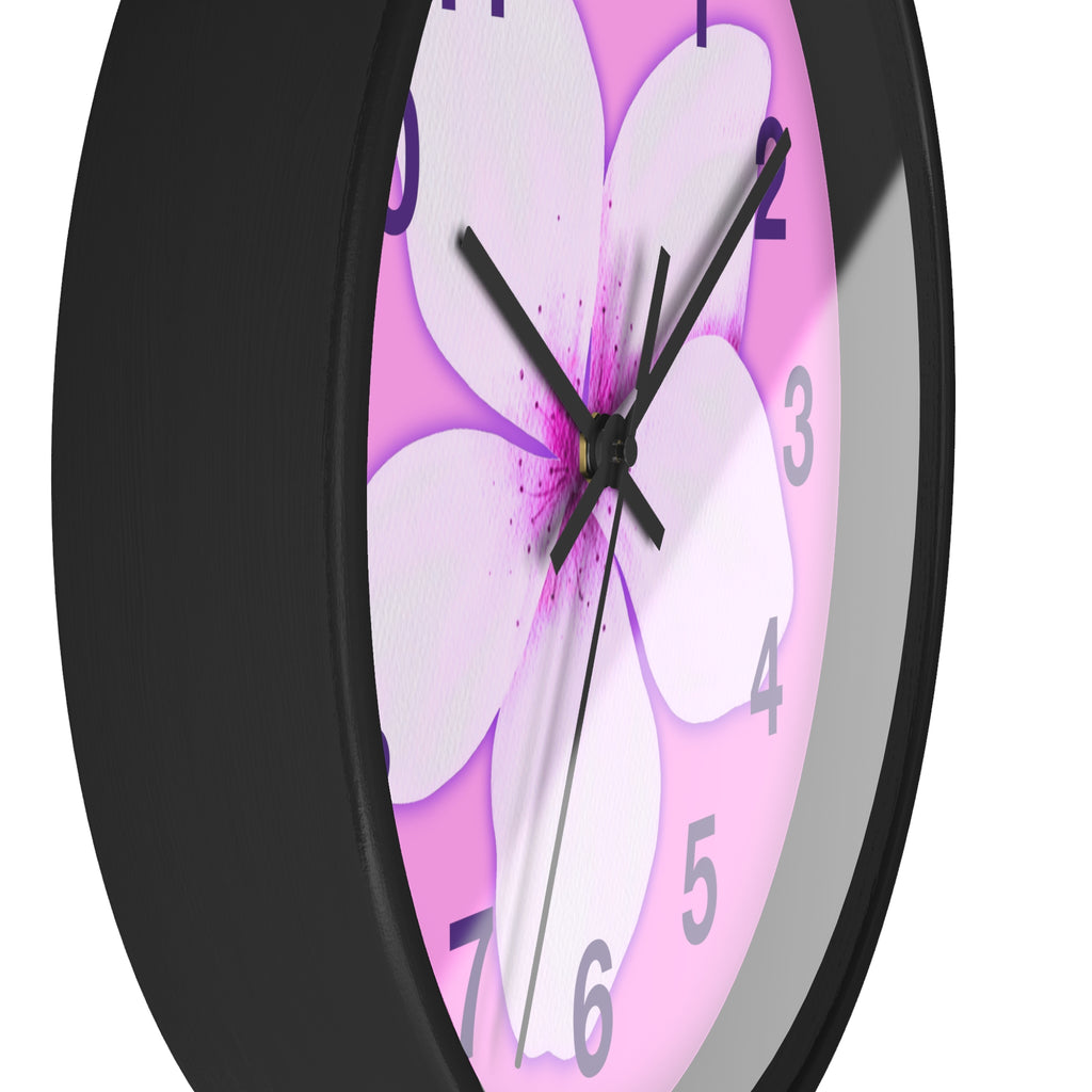 Pink Plumeria Wall Clock — Tropical Floral Decorative Clock