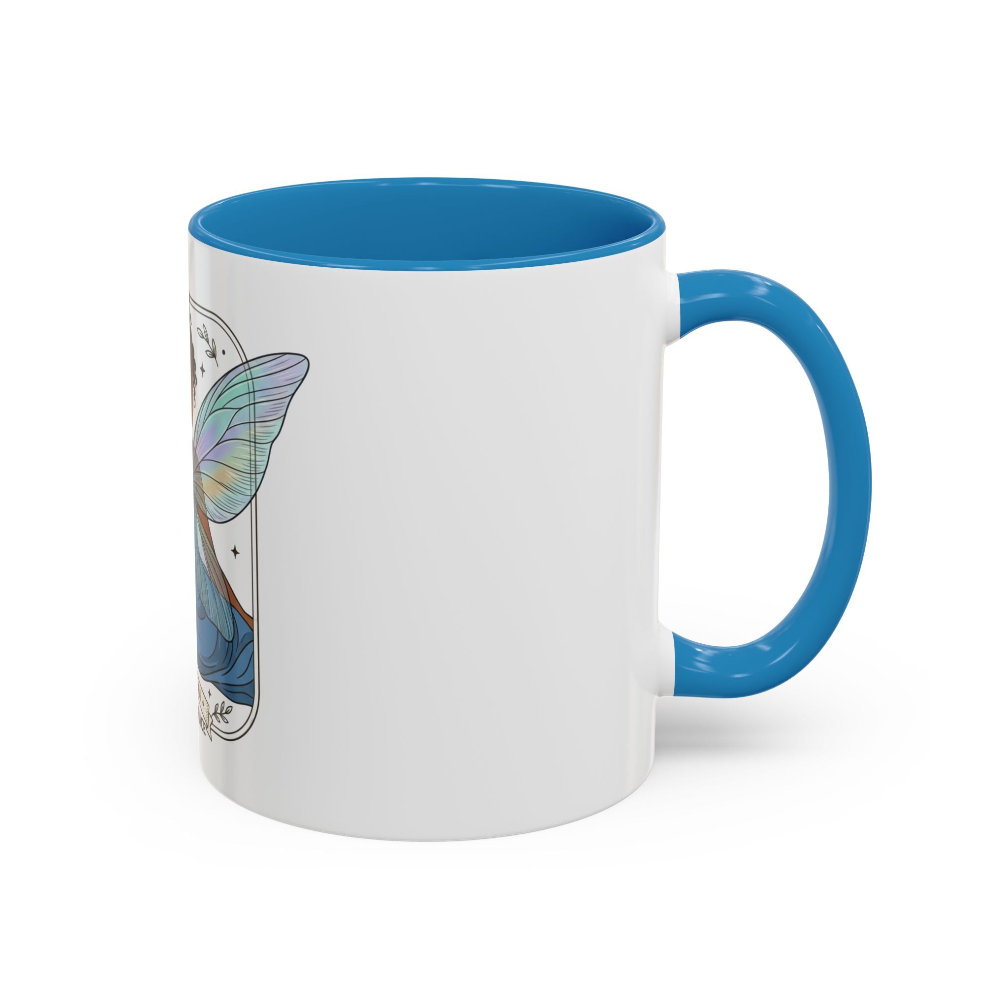 Fairy Embrace Accent Coffee Mug — Aurora Flora Black-Handled 11/15oz