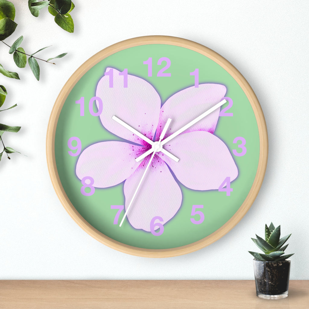 Pink Plumeria Wall Clock — Tropical Floral Decorative Clock