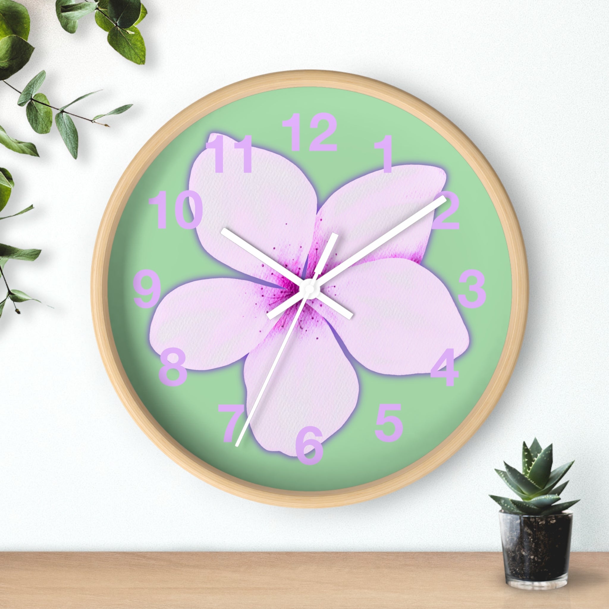 Pink Plumeria Wall Clock — Tropical Floral Decorative Clock