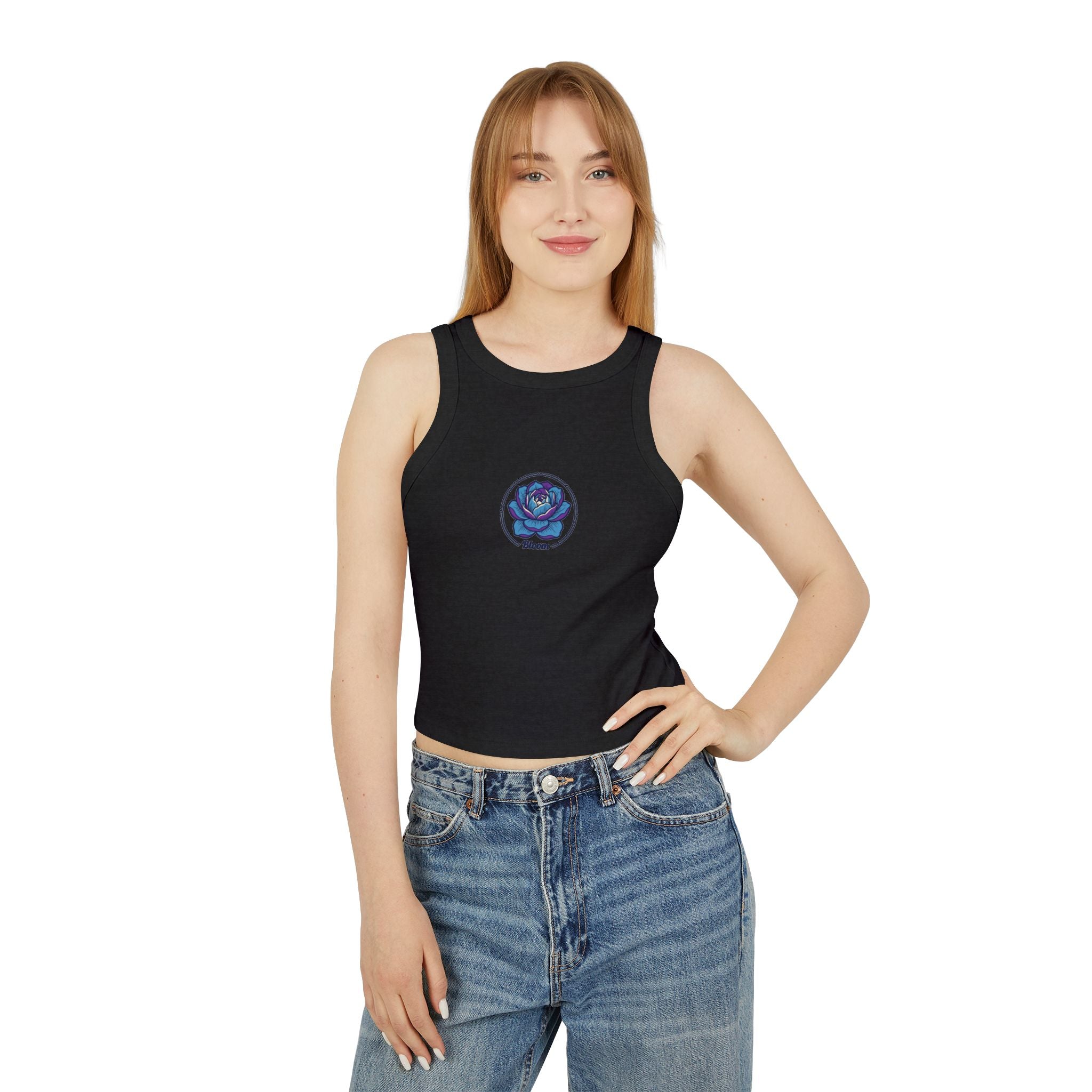 Smiley Earth Crop Tank Top — Tiny Blue Planet Graphic