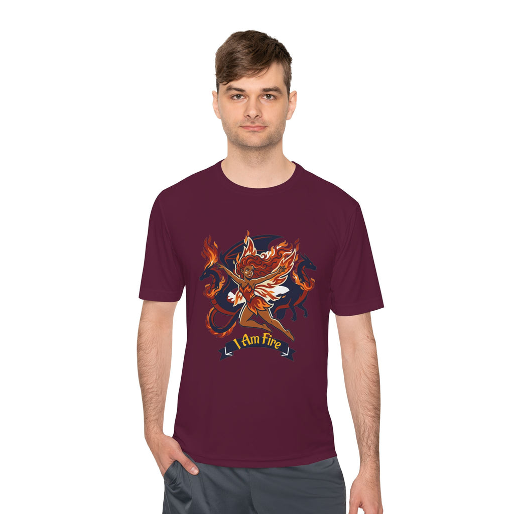 Phoenix Crest Performance Tee — 'I Am Fire' Athletic Shirt