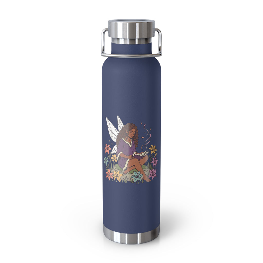 22oz Insulated Water Bottle — Floral Reading Fairy Design