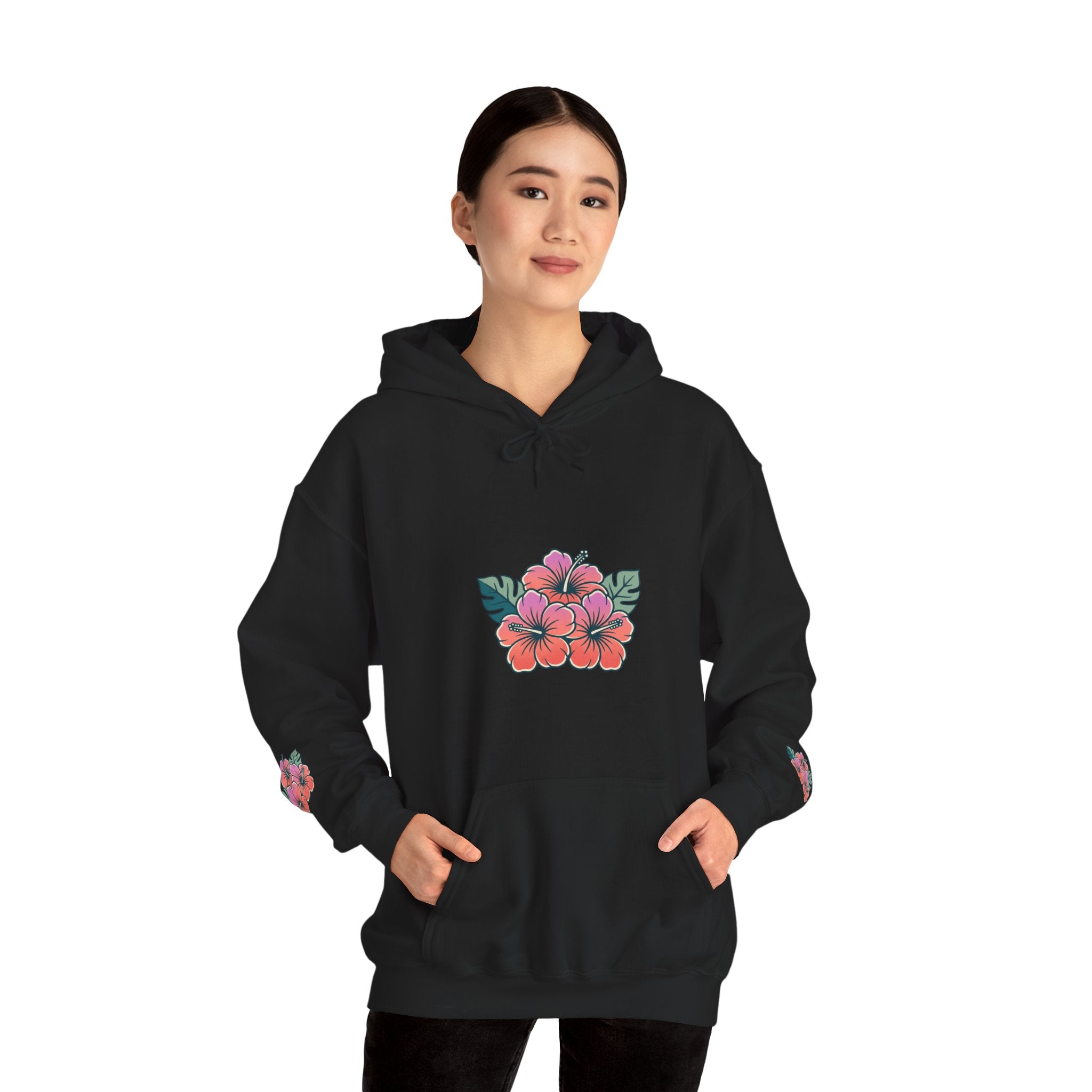 Hibiscus Floral Hoodie — Tropical Flower Graphic Sweatshirt
