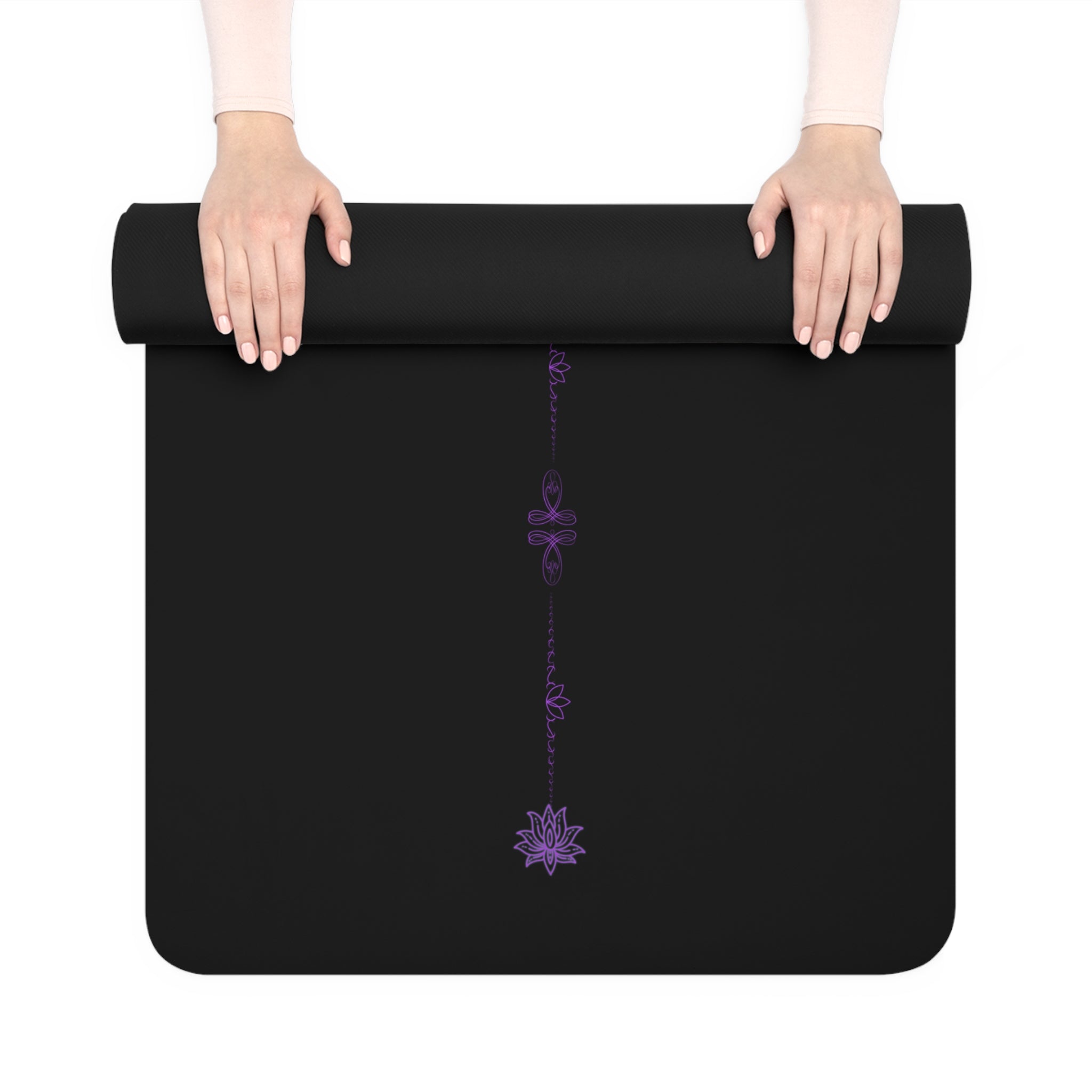 Butterfly Chakra Rubber Yoga Mat — Midnight Purple & Teal Alignment Mat