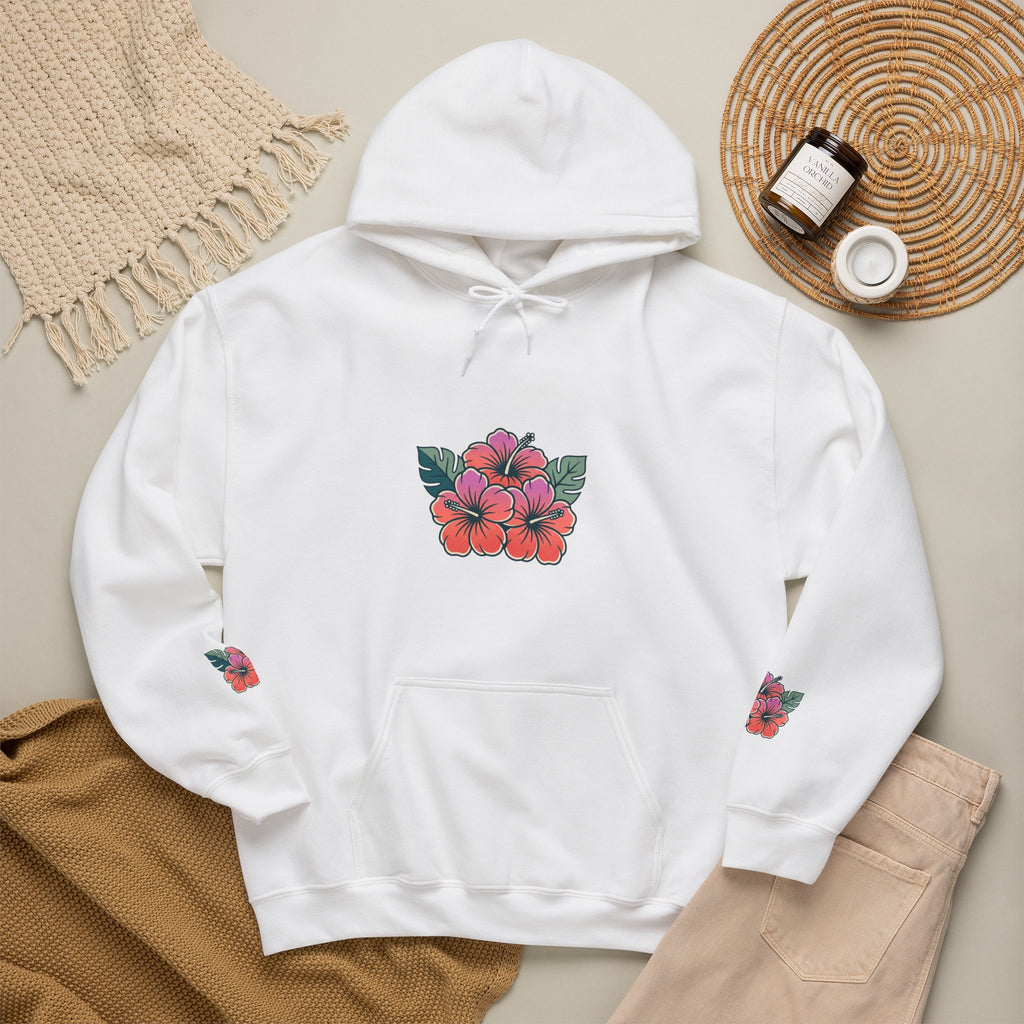 Hibiscus Floral Hoodie — Tropical Flower Graphic Sweatshirt