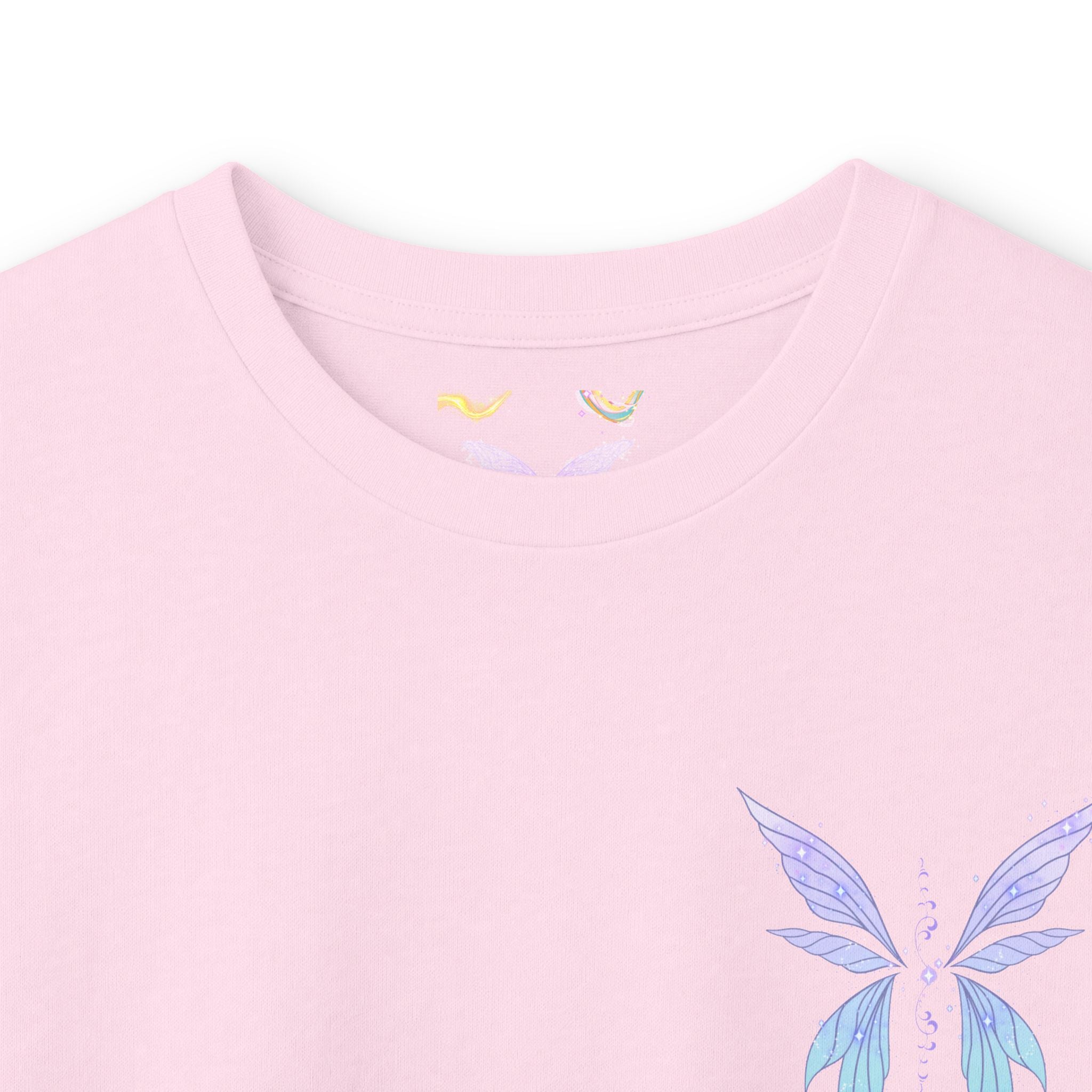 Butterfly Wings Long Sleeve Tee — Pastel Blue & Lavender Chest and Back Print