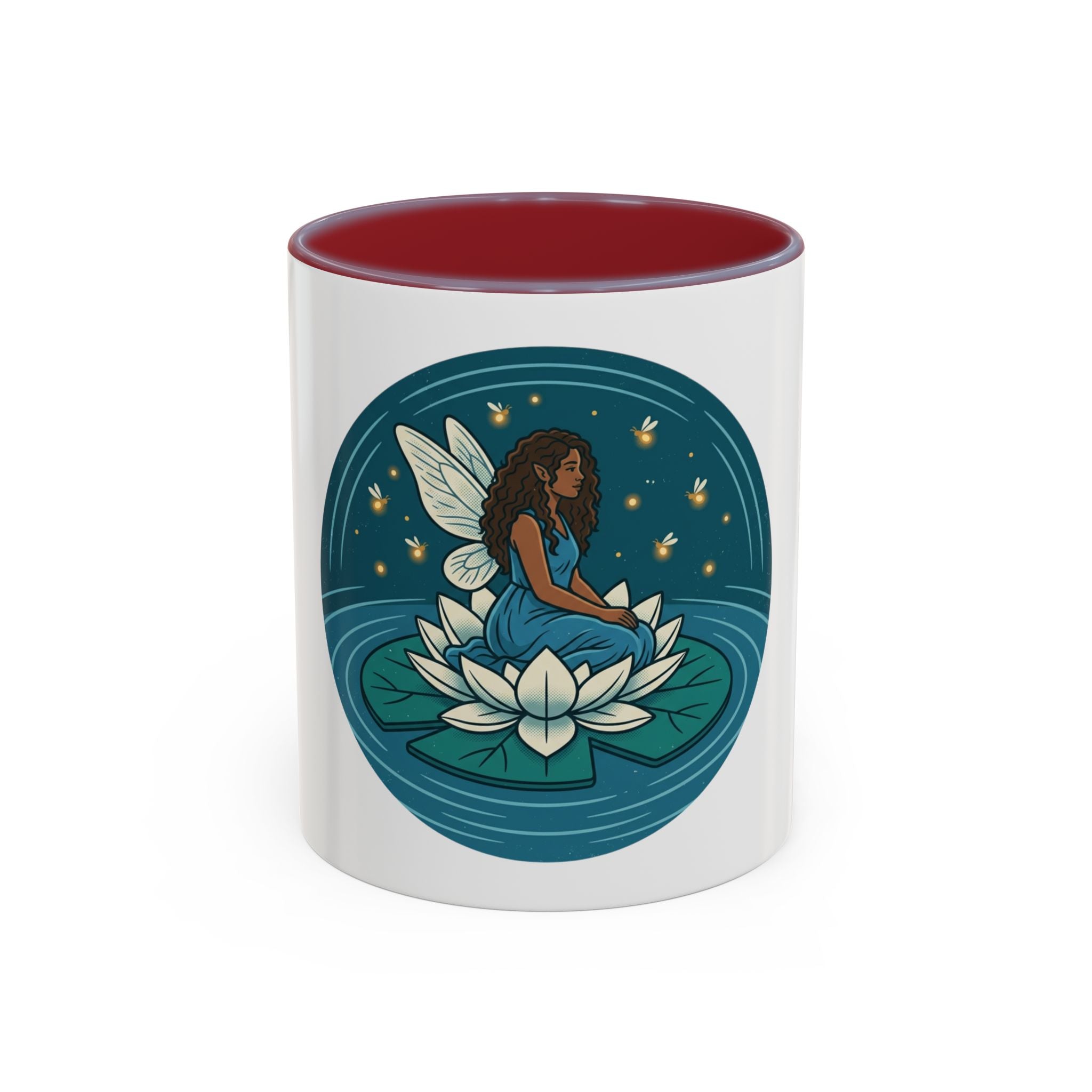 Lotus Fairy Coffee Mug — Whimsical Night Garden Accent Mug